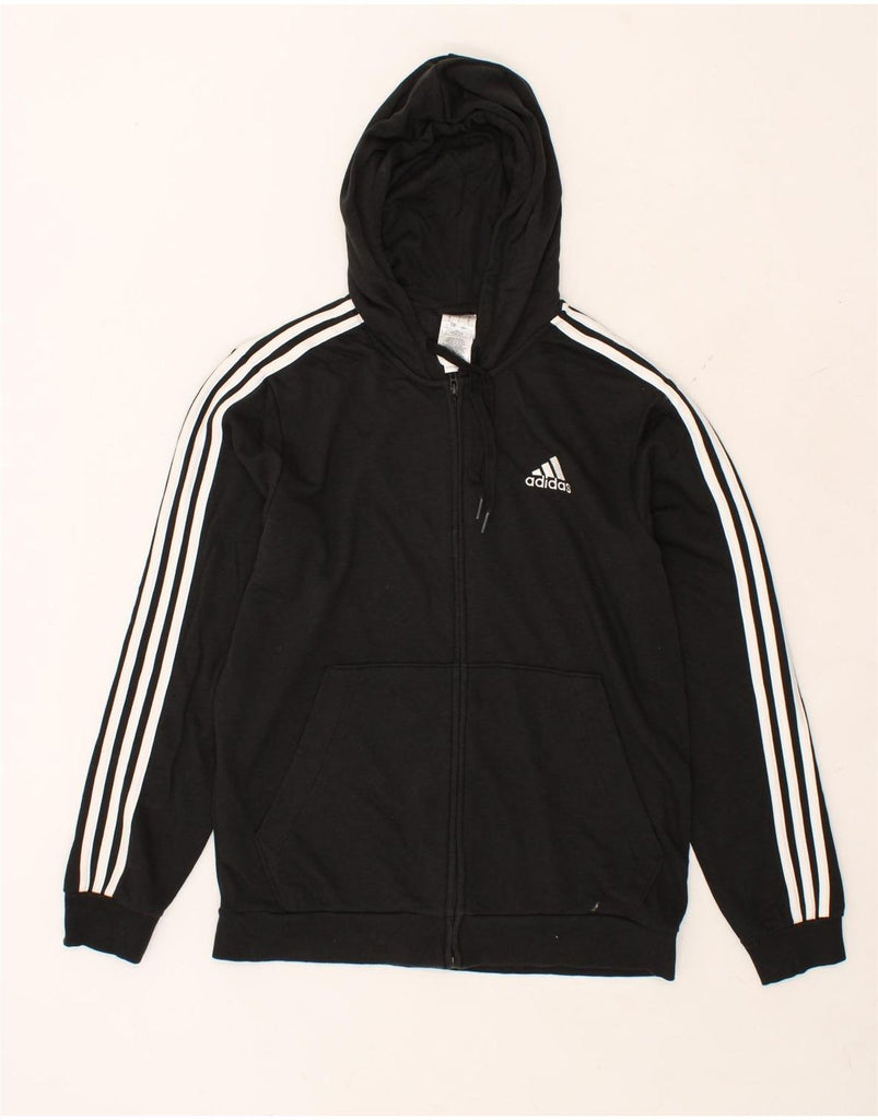 ADIDAS Mens Zip Hoodie Sweater Large Black Cotton | Vintage Adidas | Thrift | Second-Hand Adidas | Used Clothing | Messina Hembry 