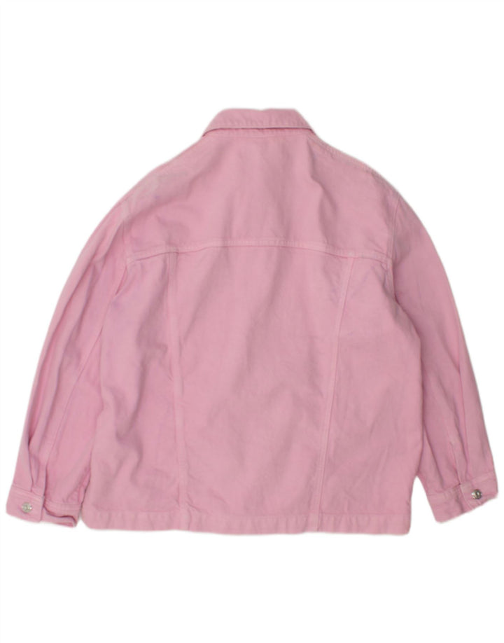 ZARA Womens Oversized Denim Jacket UK 10 Small Pink Cotton