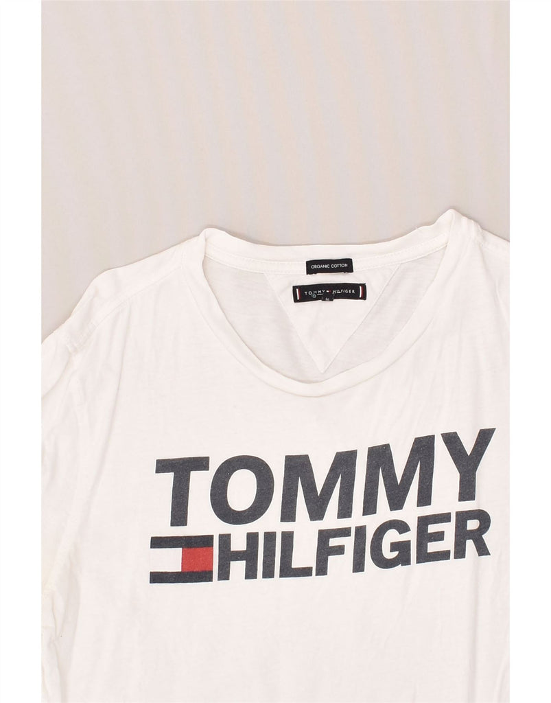 TOMMY HILFIGER Boys Graphic T-Shirt Top 15-16 Years White Cotton | Vintage Tommy Hilfiger | Thrift | Second-Hand Tommy Hilfiger | Used Clothing | Messina Hembry 