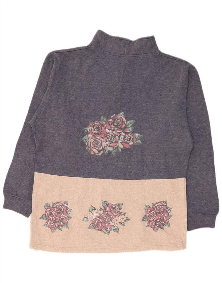 CAMPAGNOLO Womens Graphic Sweatshirt Jumper UK 18 XL Navy Blue Floral