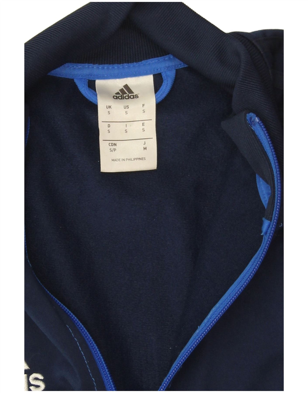 Adidas Mens Tracksuit Top Jacket Small Navy Blue Colourblock Polyester