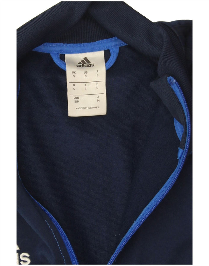 Adidas Mens Tracksuit Top Jacket Small Navy Blue Colourblock Polyester