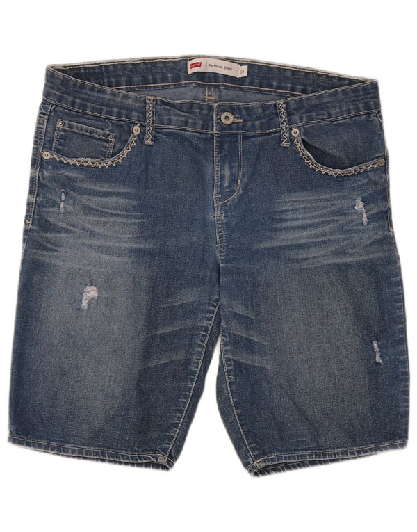 LEVI'S Womens Distressed Denim Bermuda Shorts US 13 Large W32  Blue Cotton