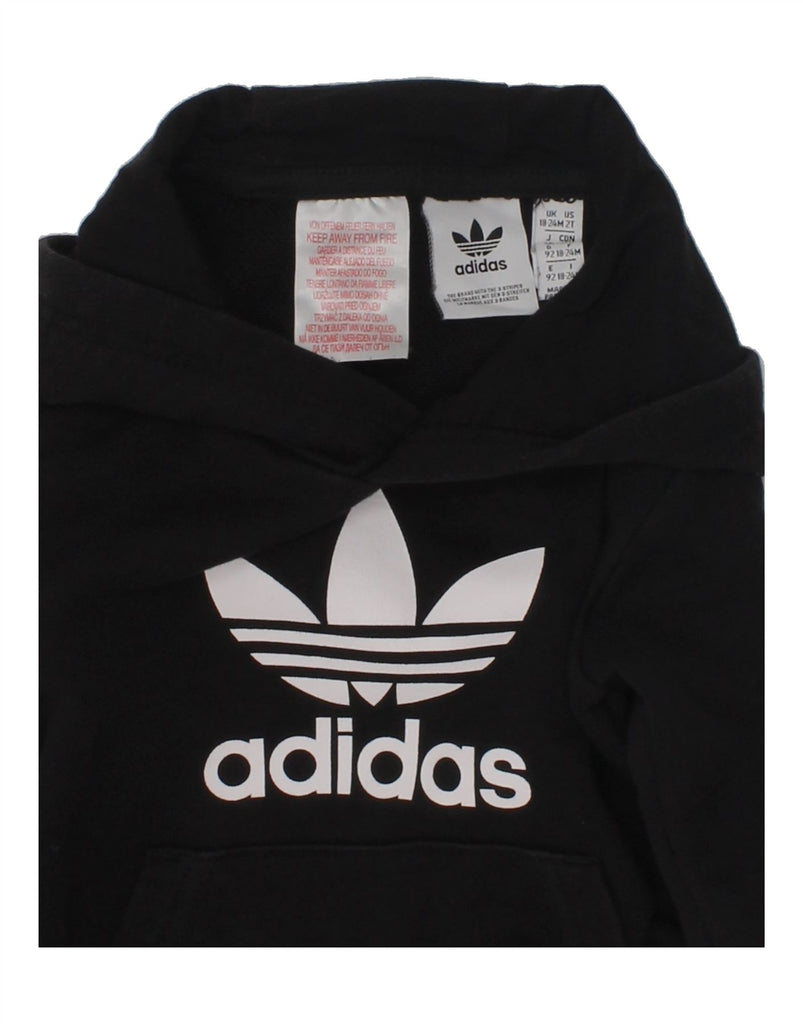 ADIDAS Baby Boys Graphic Hoodie Jumper 18-24 Months Black Cotton | Vintage Adidas | Thrift | Second-Hand Adidas | Used Clothing | Messina Hembry 