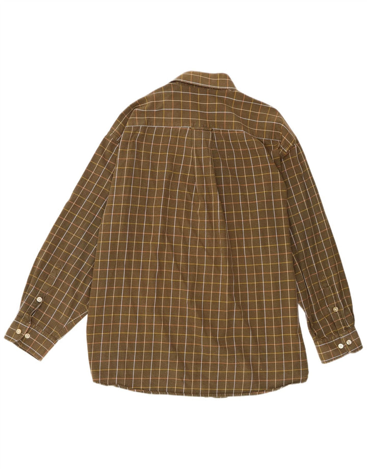 Orvis Mens Shirt 2XL Khaki Check Cotton