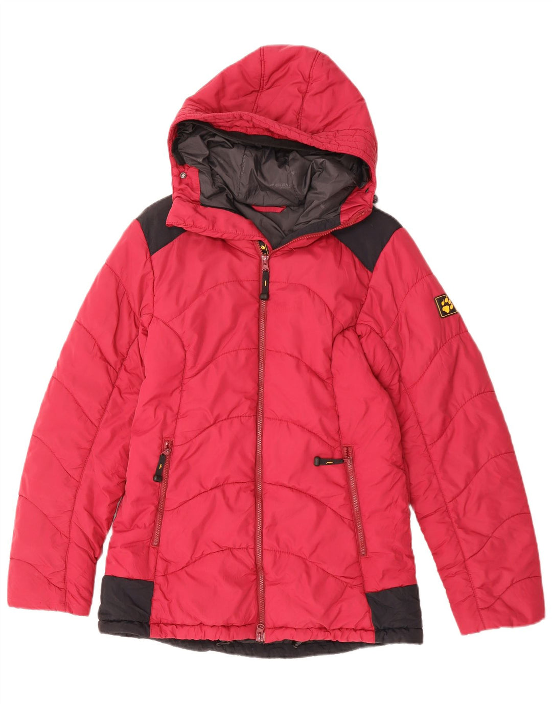 JACK WOLFSKIN Womens Hooded Padded Jacket UK 10 Small  Pink Colourblock