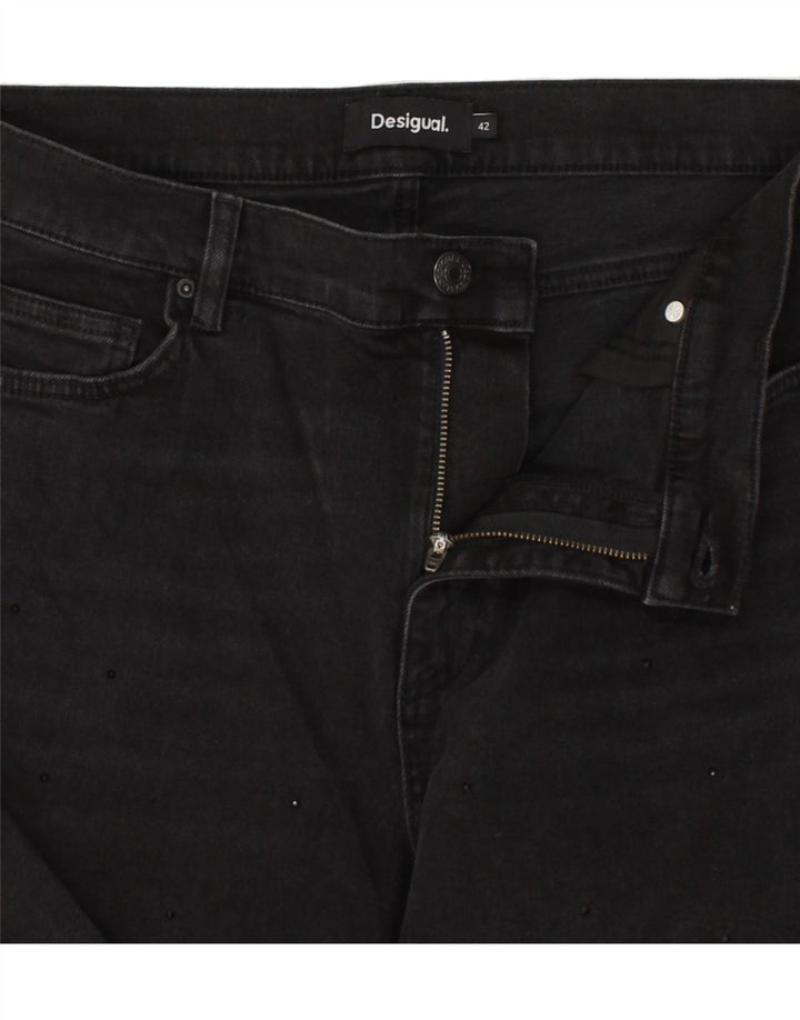 DESIGUAL Womens Bootcut Jeans EU 42 Large W33 L28 Black Spotted Cotton Vintage Desigual and Second-Hand Desigual from Messina Hembry 