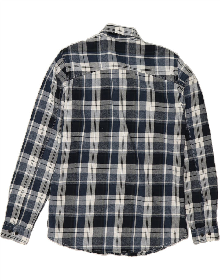 JACK & JONES Mens Core Flannel Shirt Medium Navy Blue Check Cotton Vintage Jack & Jones and Second-Hand Jack & Jones from Messina Hembry 