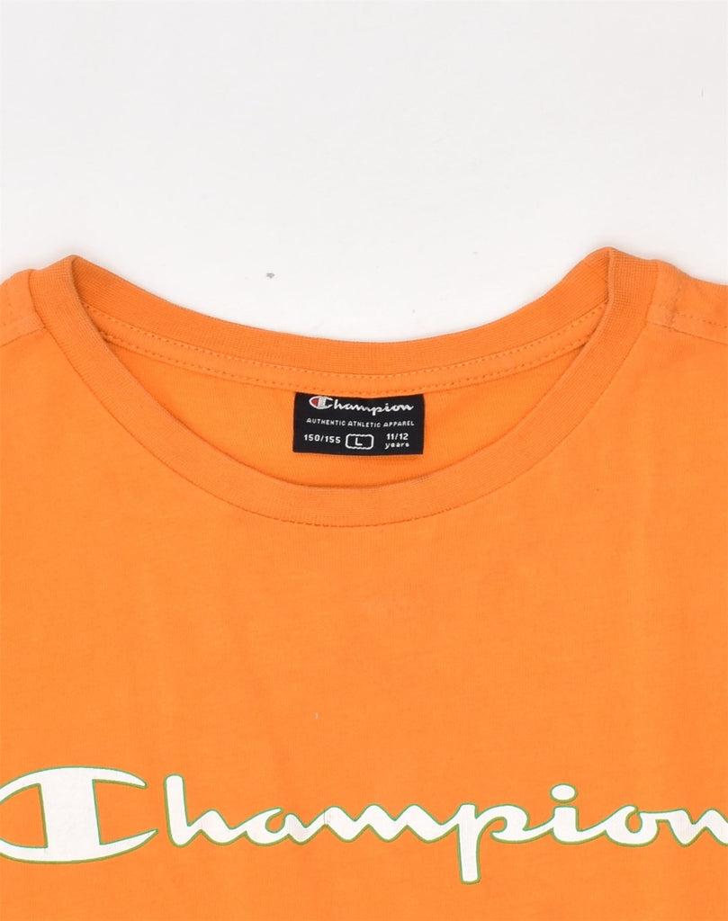 CHAMPION Boys Graphic Vest Top 11-12 Years Large Orange Cotton | Vintage | Thrift | Second-Hand | Used Clothing | Messina Hembry 