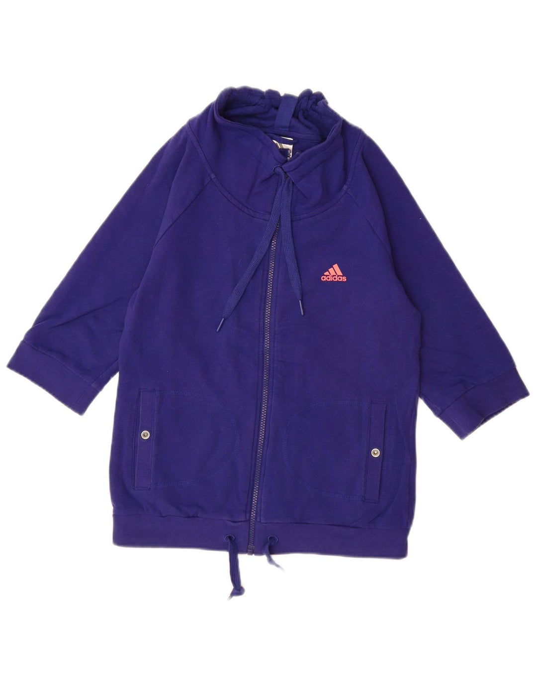 ADIDAS Womens 3/4 Sleeve Sweatshirt Jumper UK 10 Small Blue Cotton