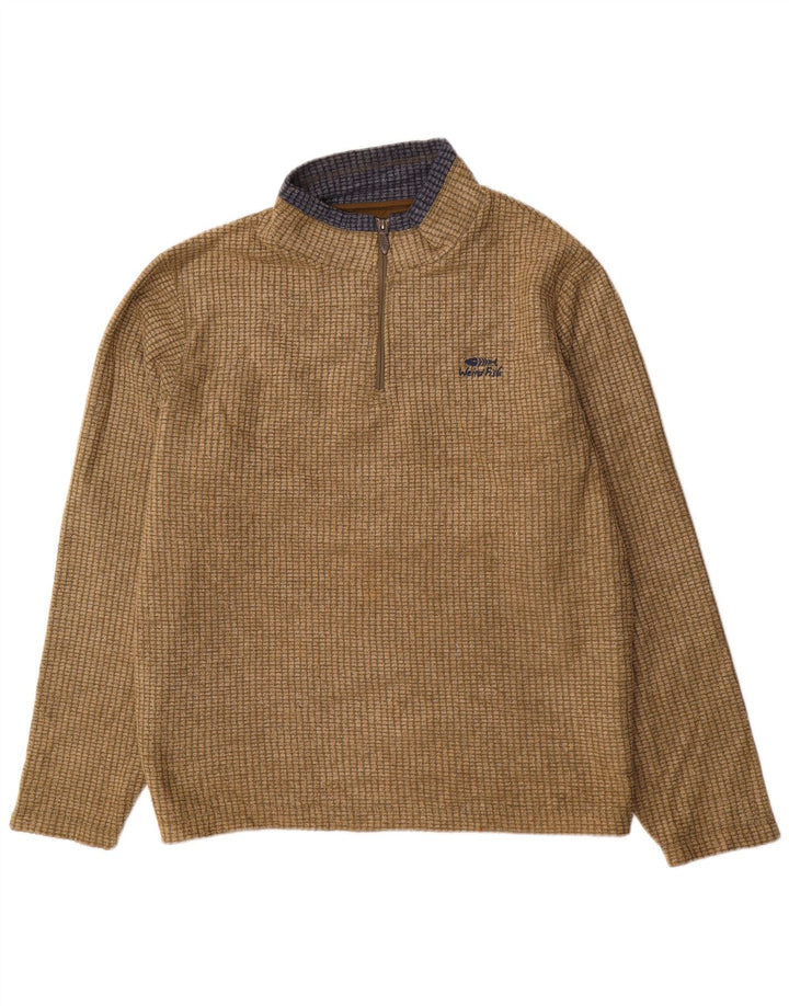 Weird Fish Mens Zip Neck Fleece Jumper 2XL Khaki Polyester