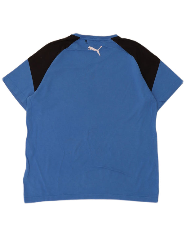 Puma Mens Graphic T-Shirt Top Medium Blue Colourblock Cotton