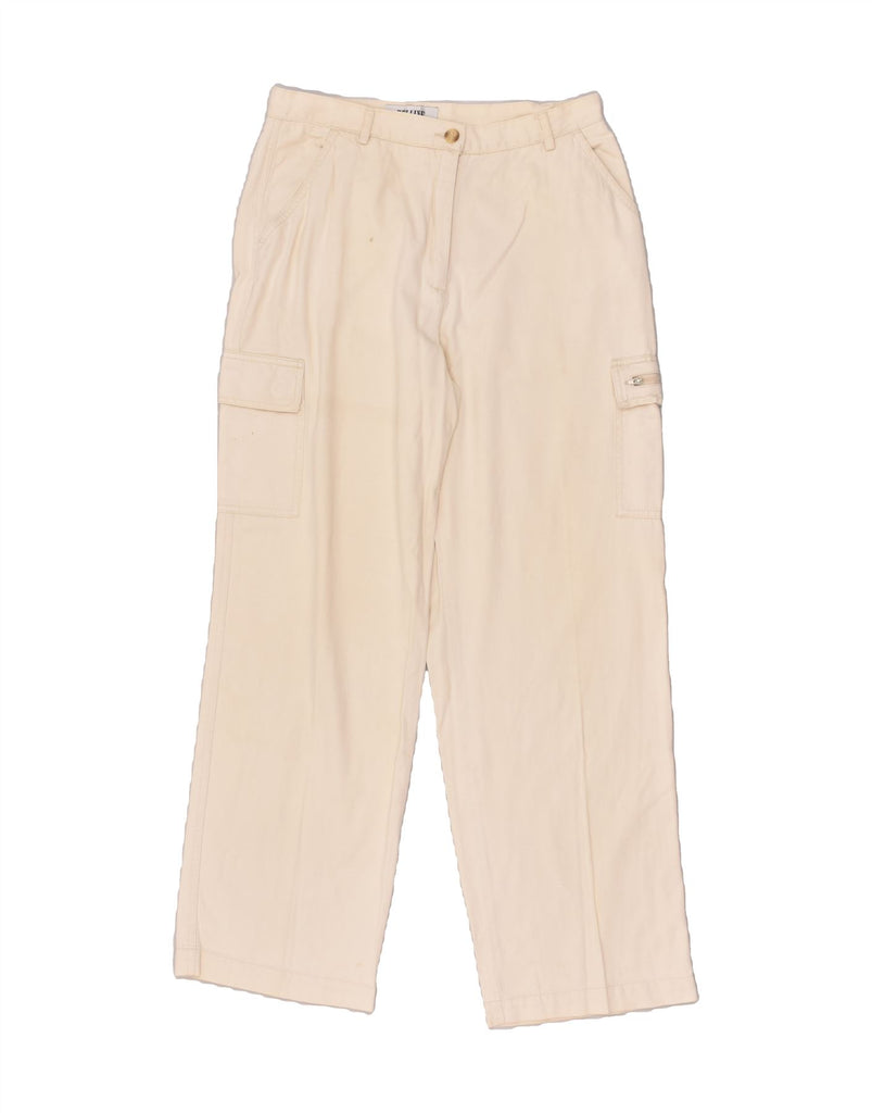 HELLINE Womens Straight Cargo Trousers UK 14 Large W32 L31  Beige Cotton | Vintage HELLINE | Thrift | Second-Hand HELLINE | Used Clothing | Messina Hembry 