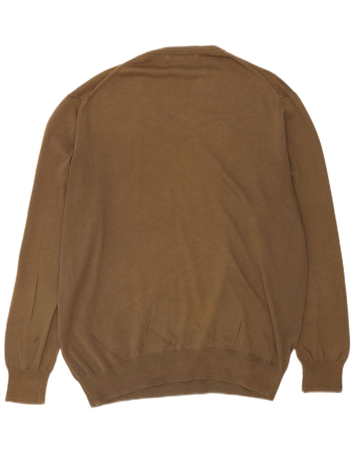 Zara Mens V-Neck Jumper Sweater XL Khaki