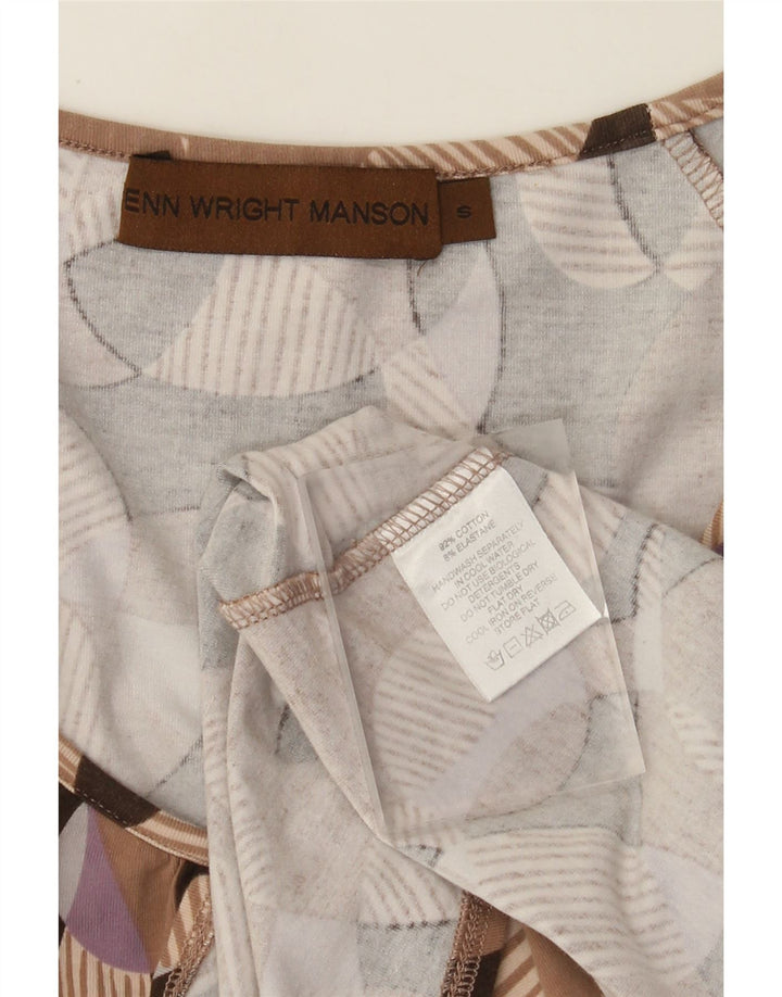 Fenn Wright Manson Womens A-Line Dress UK 8 Small Beige Geometric Cotton