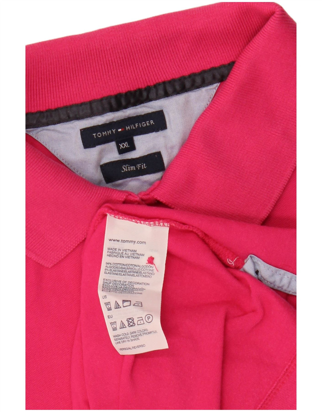 TOMMY HILFIGER Womens Slim Fit Polo Shirt UK 20 2XL Pink Cotton