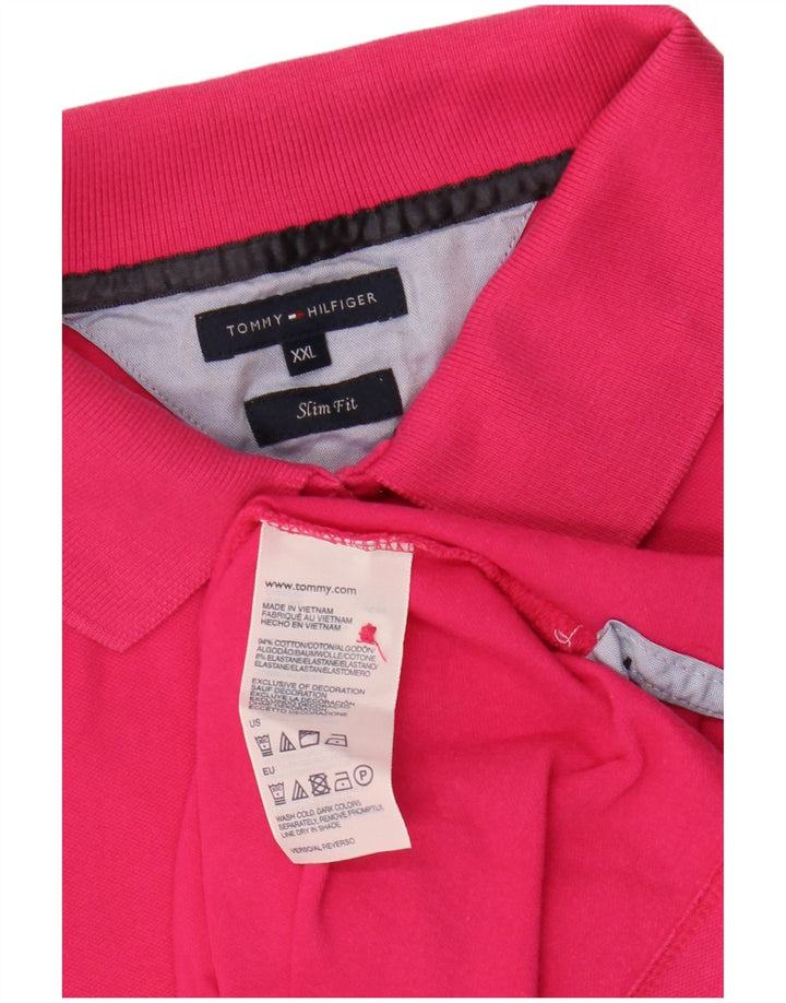 TOMMY HILFIGER Womens Slim Fit Polo Shirt UK 20 2XL Pink Cotton