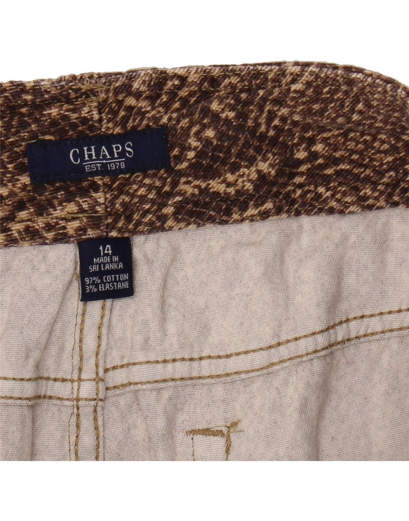CHAPS Womens Mini Skirt US 14 XL W36 Brown Animal Print Cotton Vintage Chaps and Second-Hand Chaps from Messina Hembry 