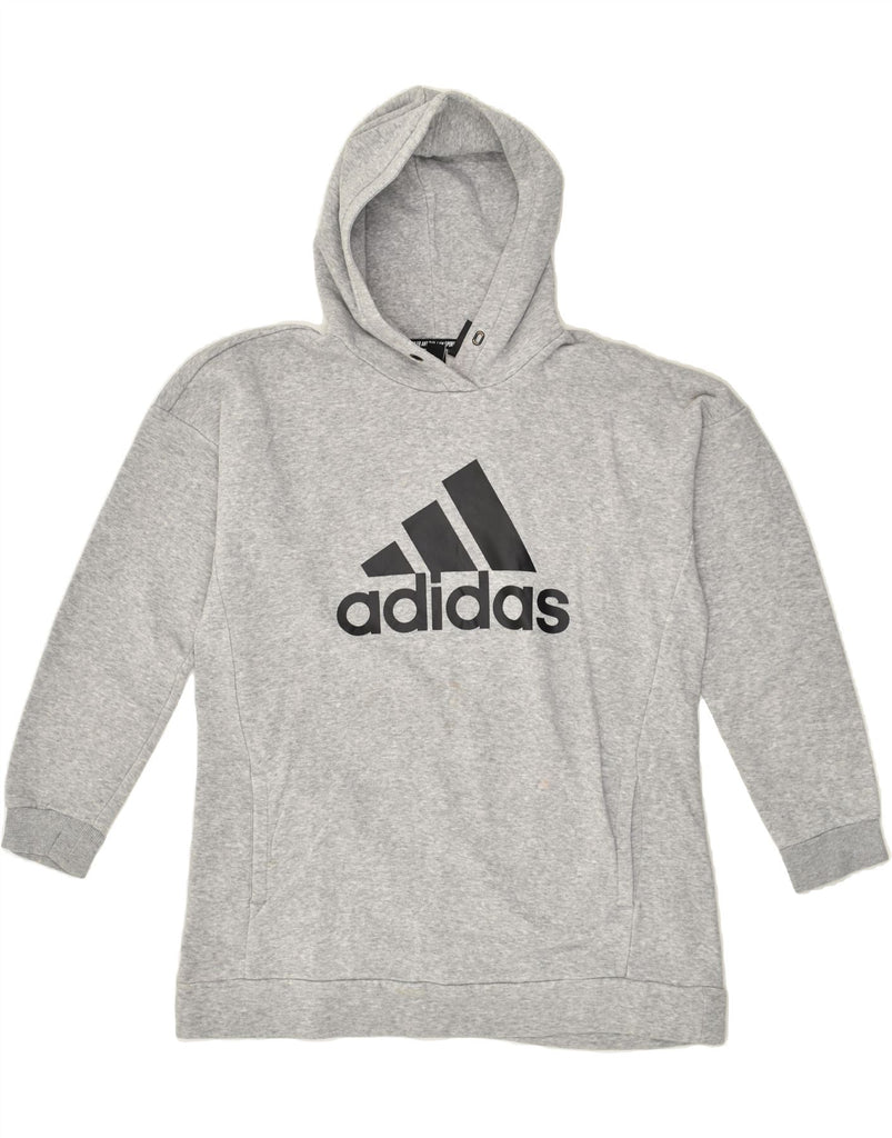 ADIDAS Womens Graphic Hoodie Jumper Size 12/14 Medium Grey Cotton | Vintage Adidas | Thrift | Second-Hand Adidas | Used Clothing | Messina Hembry 