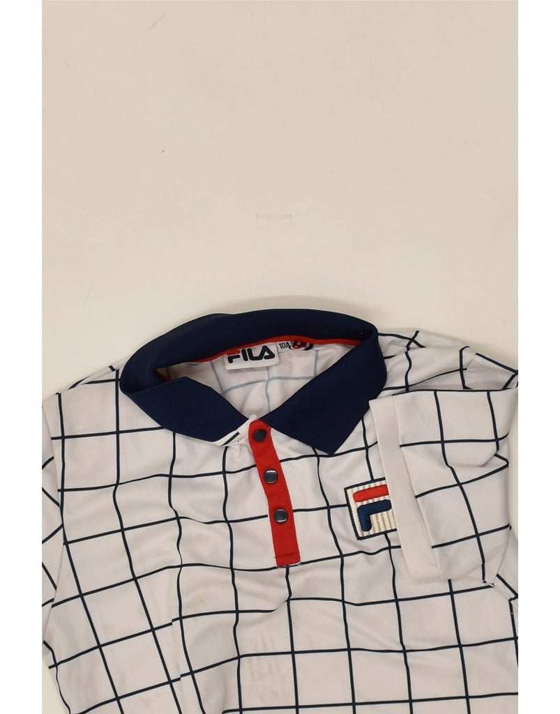 FILA Boys Polo Shirt 9-10 Years White Check Polyester | Vintage Fila | Thrift | Second-Hand Fila | Used Clothing | Messina Hembry 