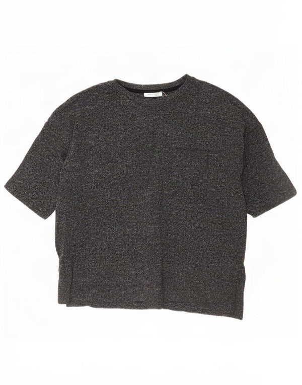 Zara Mens Trafaluc T-Shirt Top Small Grey Flecked
