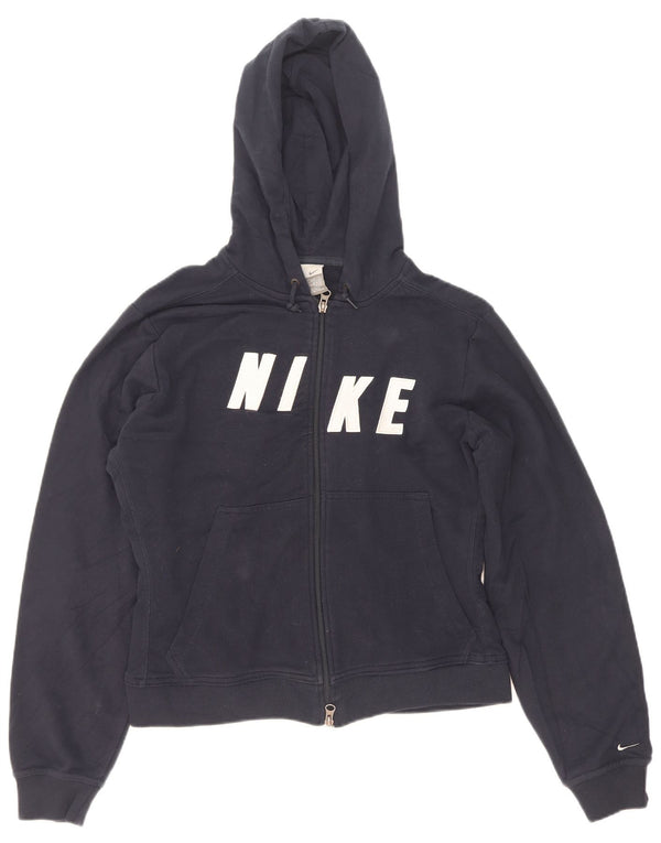 Nike Womens Graphic Zip Hoodie Sweater UK 16/18 XL Navy Blue