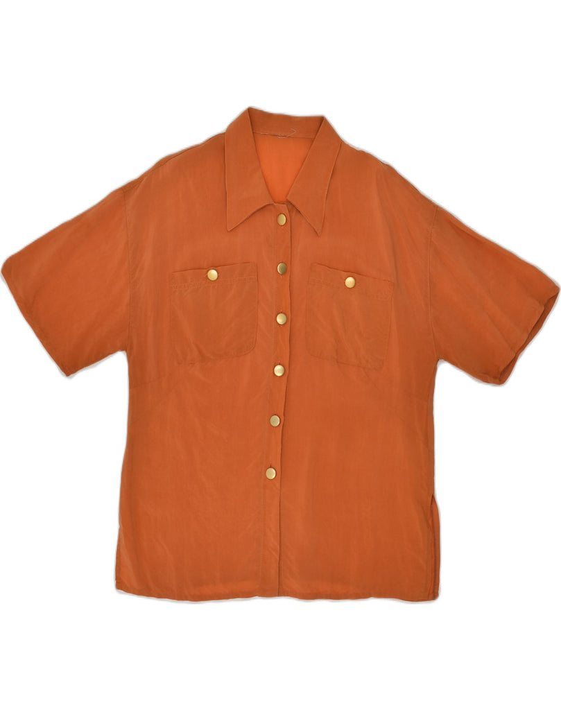 VINTAGE Womens Short Sleeve Shirt Blouse UK 14 Large Orange Viscose | Vintage Vintage | Thrift | Second-Hand Vintage | Used Clothing | Messina Hembry 