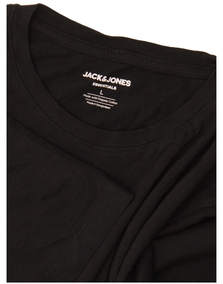 Jack & Jones Mens T-Shirt Top Large Black Cotton