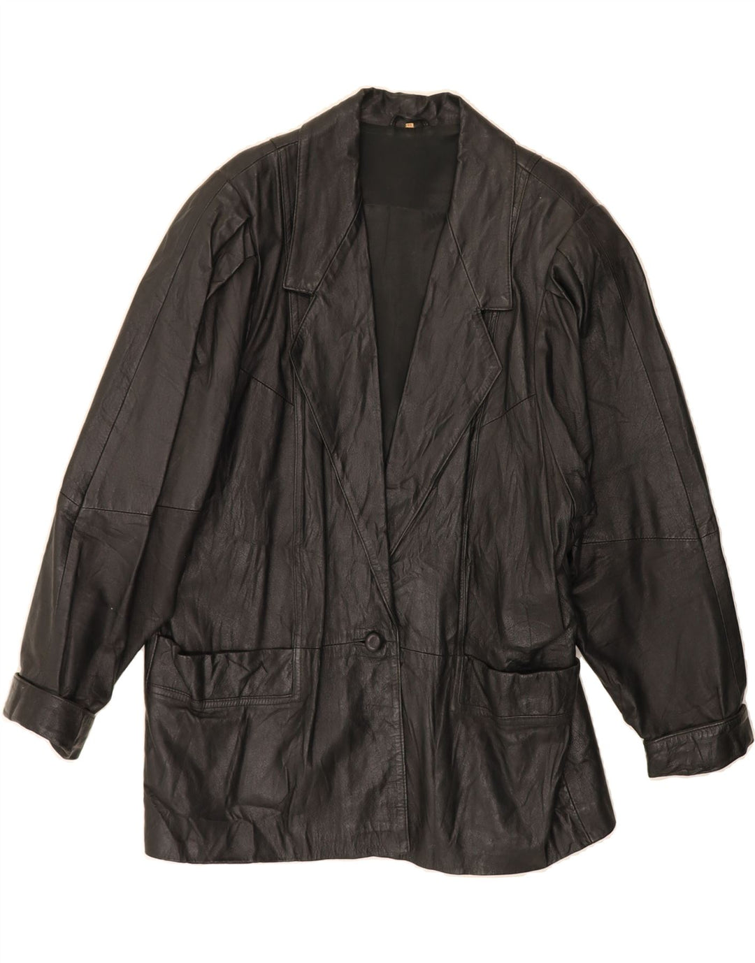 VINTAGE Womens Leather Jacket EU 44 XL Black Leather Vintage Vintage and Second-Hand Vintage from Messina Hembry 