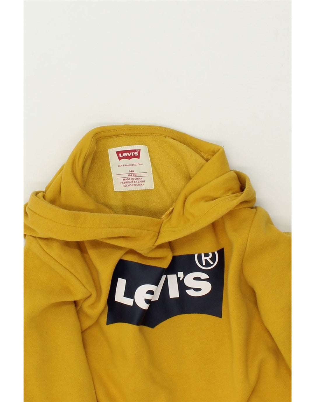 LEVI'S Boys Graphic Hoodie Jumper 13-14 Years Yellow Cotton Vintage Levi's and Second-Hand Levi's from Messina Hembry 