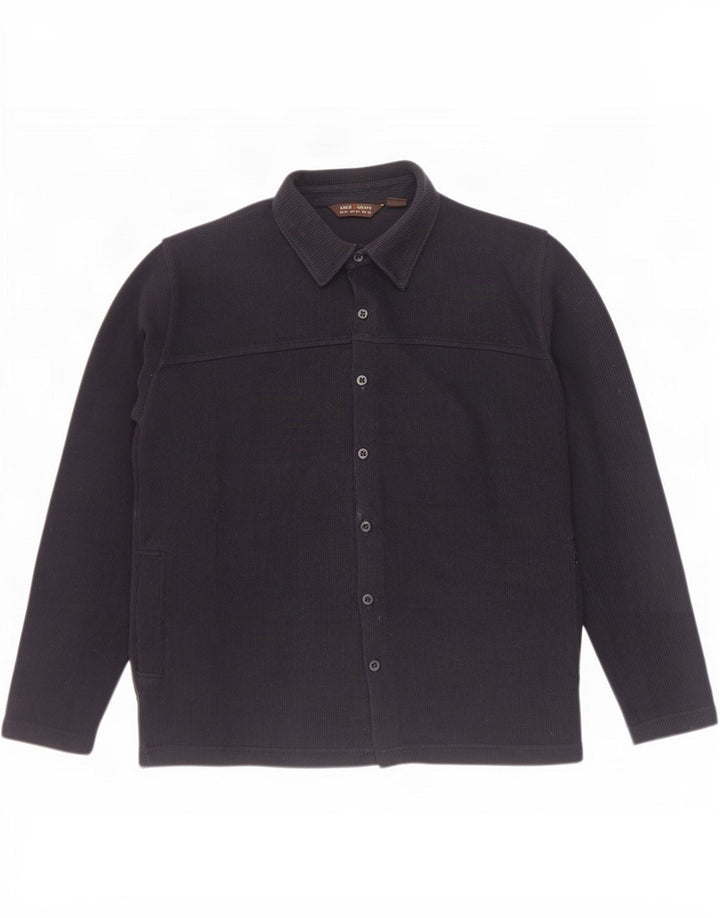 Zara Mens Overshirt Shirt Medium Navy Blue Cotton