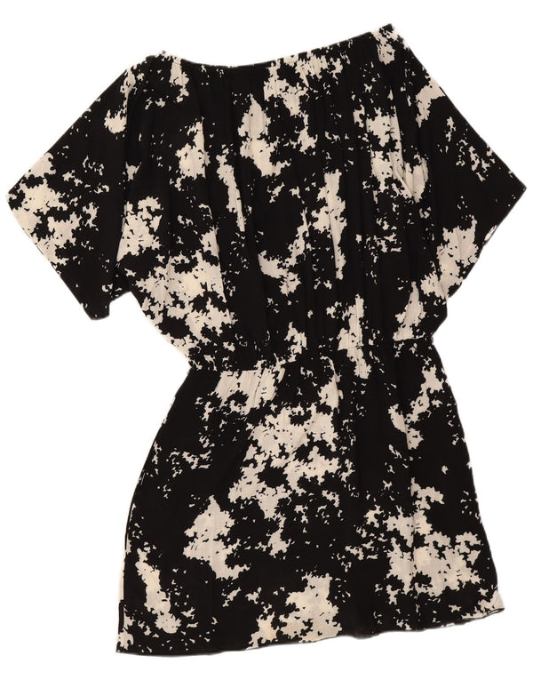 Benetton Womens Oversized Batwing A-Line Dress UK 16 Large  Black Floral