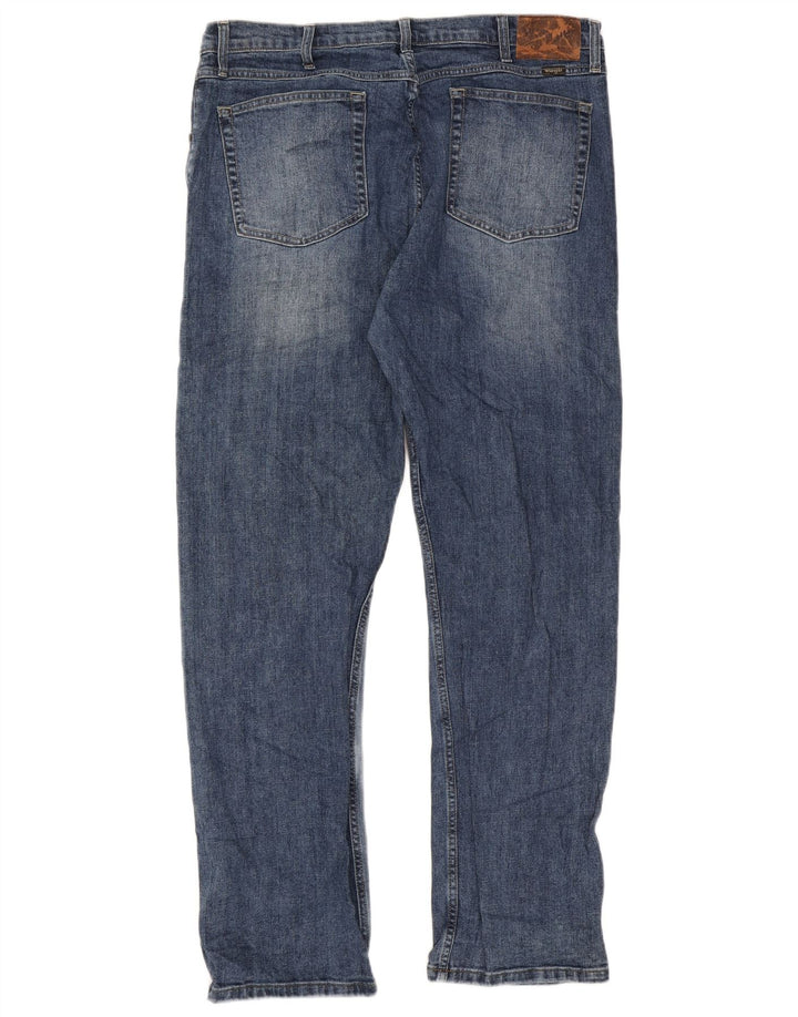 Wrangler Mens Regular Fit Straight Jeans W38 L32 Blue Cotton
