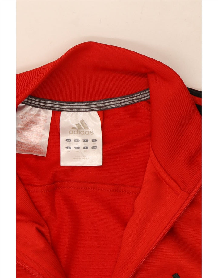 Adidas Boys Tracksuit Top Jacket 15-16 Years Red Polyester