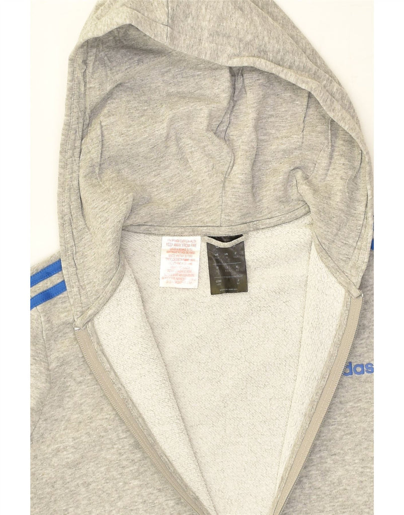 ADIDAS Boys Zip Hoodie Sweater 11-12 Years Grey Cotton | Vintage Adidas | Thrift | Second-Hand Adidas | Used Clothing | Messina Hembry 