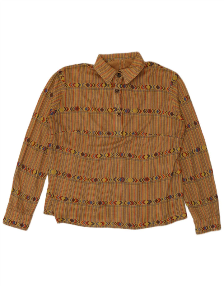 Vintage Womens Pullover Shirt UK 12 Medium Beige Striped