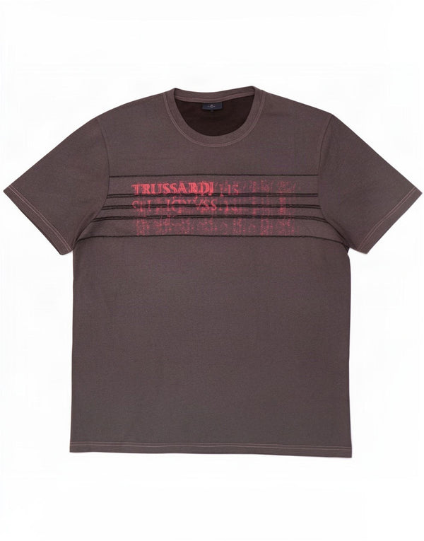 Trussardi Jeans Mens Graphic T-Shirt Top XL Grey Cotton