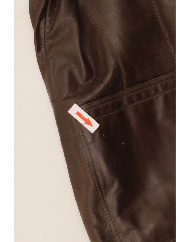 Kello Womens 1 Button Leather Blazer Jacket UK 14 Medium Brown