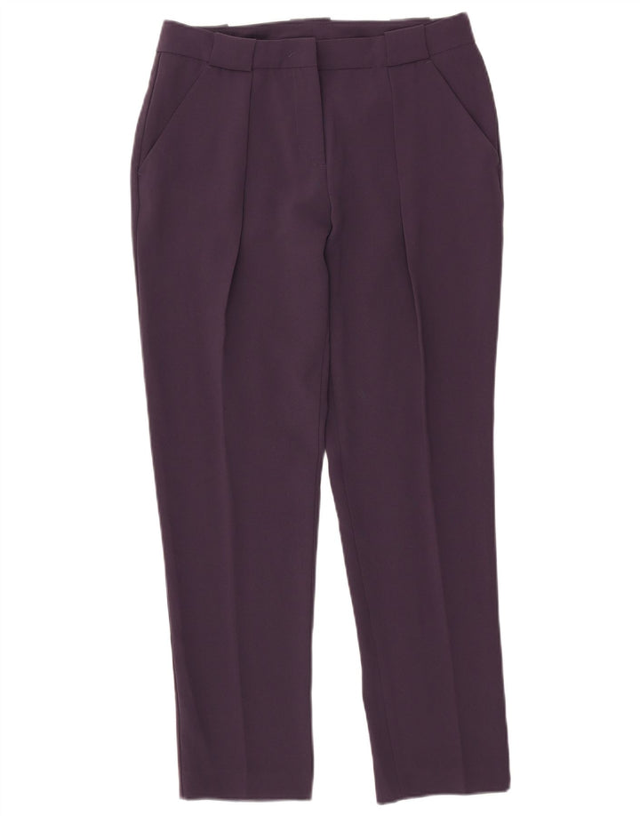 Benetton Womens Slim Chino Trousers IT 42 Medium W30 L28 Purple Polyester