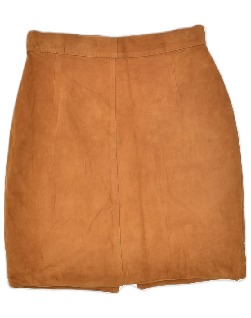 VINTAGE Womens Suede Pencil Skirt IT 42 Medium W27 Brown Leather | Vintage Vintage | Thrift | Second-Hand Vintage | Used Clothing | Messina Hembry 