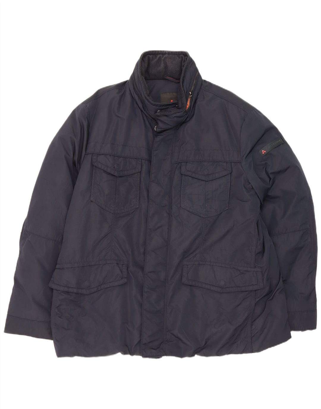PEUTEREY Mens Hooded Padded Jacket UK 46 3XL Navy Blue Polyamide