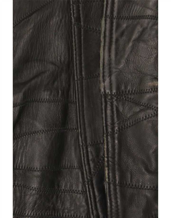 Vintage Mens Graphic Leather Jacket UK 40 Large Black Patchwork