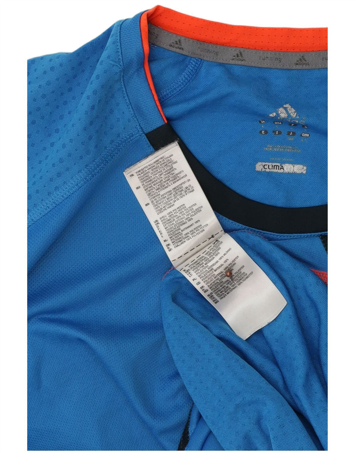 ADIDAS Mens Climalite T-Shirt Top Large Blue Polyester