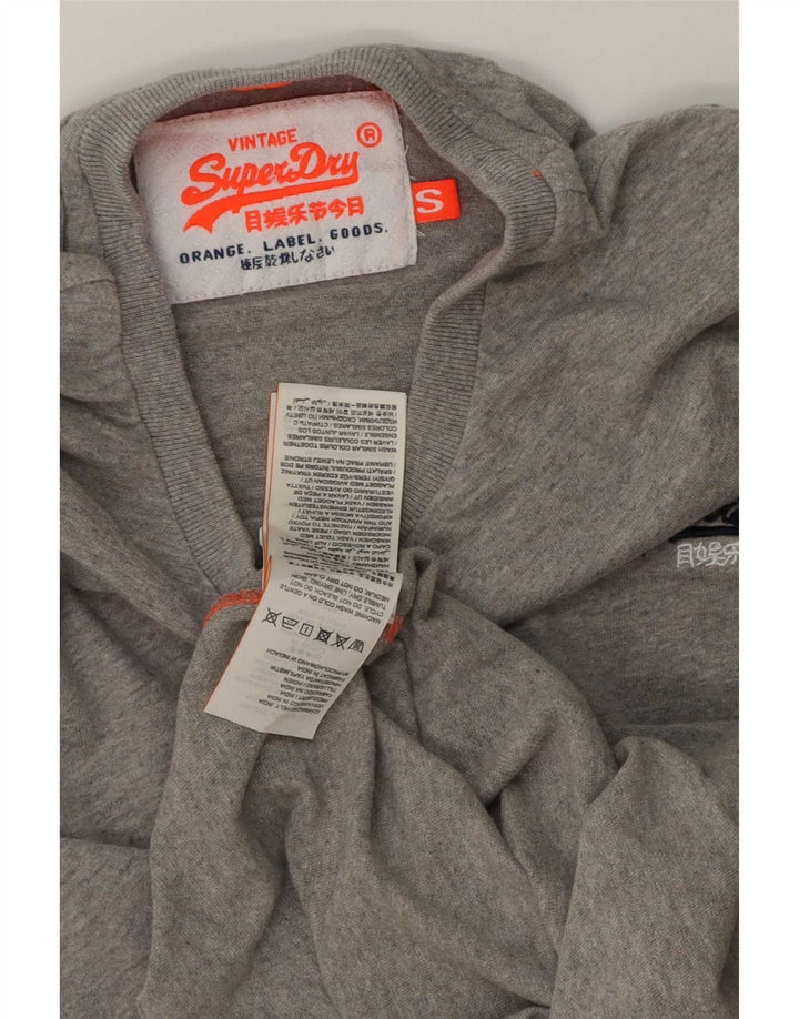 Superdry Mens Top Long Sleeve Small Grey Cotton