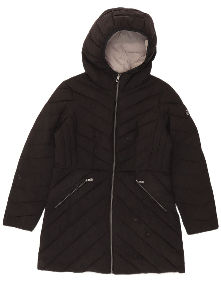 Michael Kors Womens Hooded Padded Coat UK 14 Medium Black Polyester