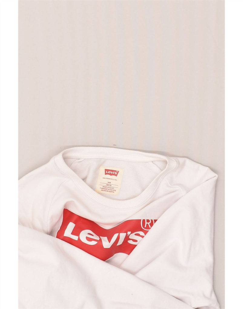 LEVI'S Boys Graphic Sweatshirt Jumper 13-14 Years White Cotton | Vintage Levi's | Thrift | Second-Hand Levi's | Used Clothing | Messina Hembry 