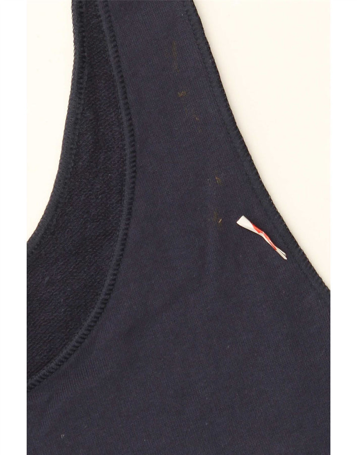 Vintage Womens Crop Vest Top UK 14 Medium Navy Blue Cotton
