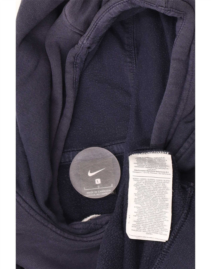 Nike Mens Hoodie Jumper Large Navy Blue Cotton