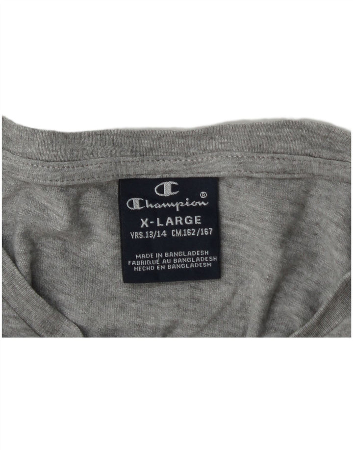Champion Boys Graphic Top Long Sleeve 13-14 Years XL Grey Flecked