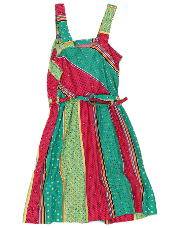 Vintage Womens Sleeveless A-Line Dress UK 10 Small Multicoloured Patchwork
